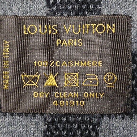 LOUIS VUITTON Black Gray Reversible Cashmere Damier Scarf Pre-Owned - Picture 13 of 13